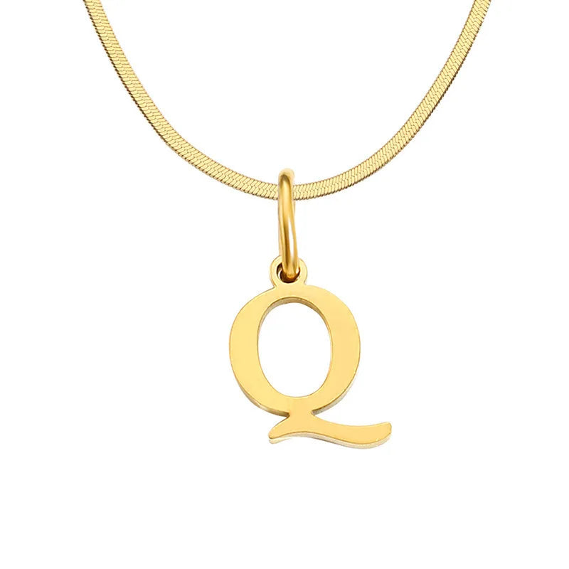Gold Tarnish-Free Initial Necklace – Minimalist Waterproof Letter Pendant, Everyday Jewelry Gift