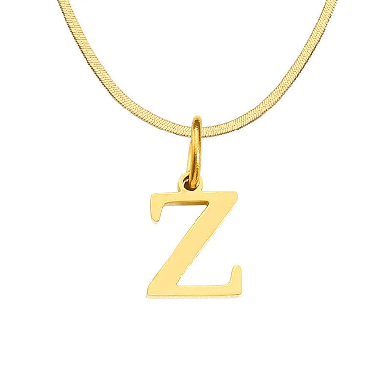 Gold Tarnish-Free Initial Necklace – Minimalist Waterproof Letter Pendant, Everyday Jewelry Gift