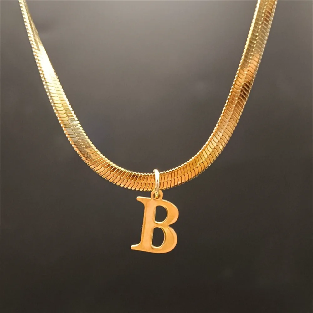 Gold Tarnish-Free Initial Necklace – Minimalist Waterproof Letter Pendant, Everyday Jewelry Gift