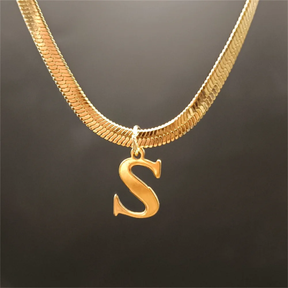 Gold Tarnish-Free Initial Necklace – Minimalist Waterproof Letter Pendant, Everyday Jewelry Gift