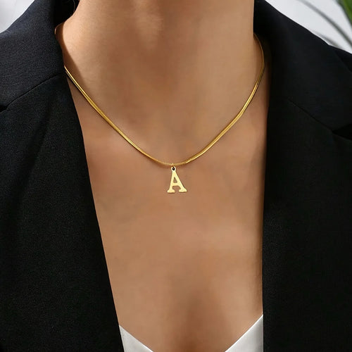 Gold Tarnish-Free Initial Necklace – Minimalist Waterproof Letter Pendant, Everyday Jewelry Gift