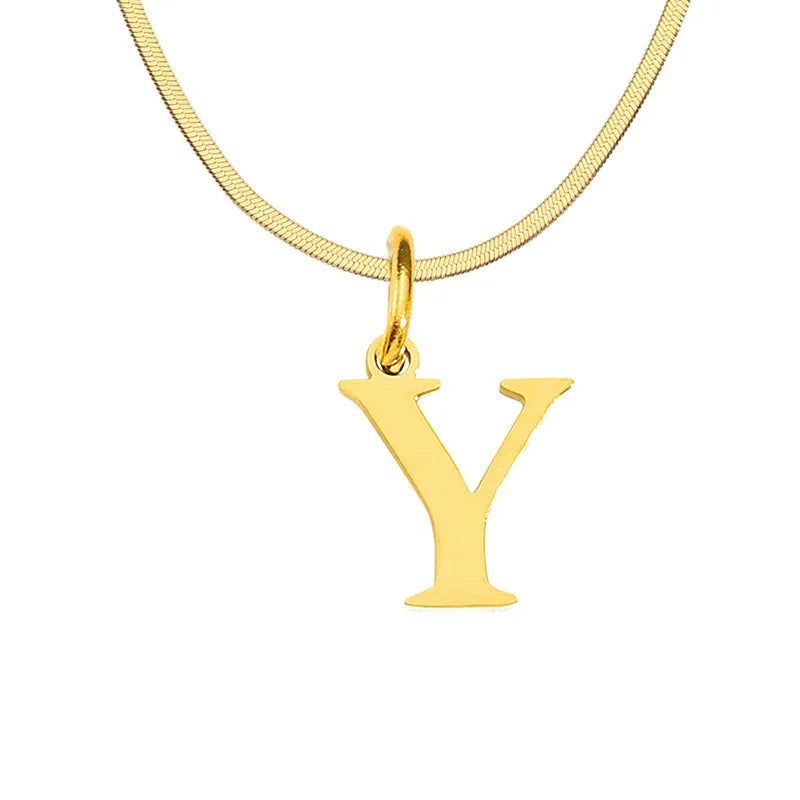 Gold Tarnish-Free Initial Necklace – Minimalist Waterproof Letter Pendant, Everyday Jewelry Gift